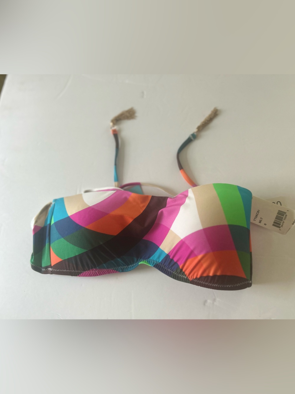 Trina Turk Striped Multicolor Bandeau Bikini Top